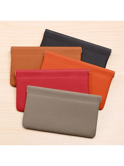 Minimalist PU Long Wallet With Self-Closing Function, Can Hold Passport, Driver's License, ID Card, Earphone Cables, Also Can Be Used As Cosmetic Bag, Wallet, Phone Pouch