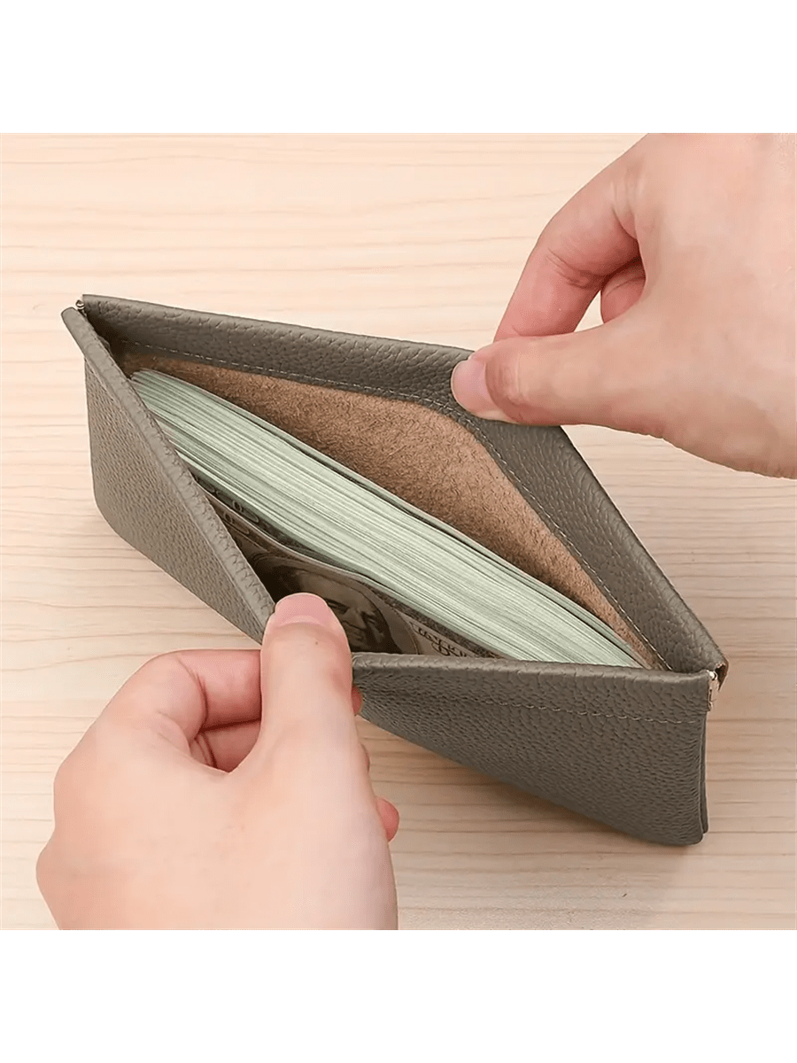 Minimalist PU Long Wallet With Self-Closing Function, Can Hold Passport, Driver's License, ID Card, Earphone Cables, Also Can Be Used As Cosmetic Bag, Wallet, Phone Pouch