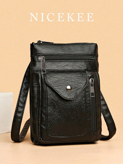 Minimalist Versatile Faux Leather Phone Bag, Fashionable Lightweight Shoulder Bag, Lightweight Fashion Mini Crossbody Bag