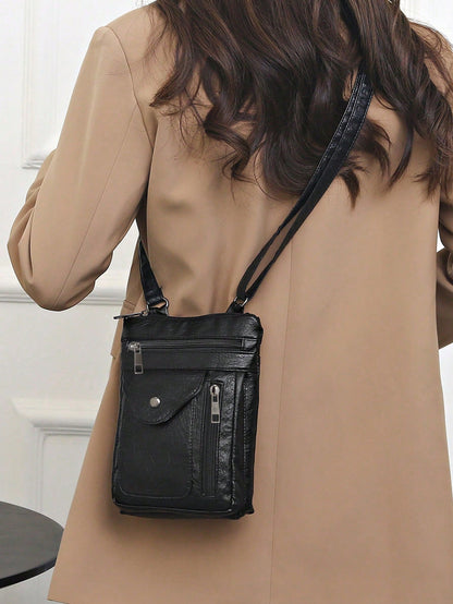 Minimalist Versatile Faux Leather Phone Bag, Fashionable Lightweight Shoulder Bag, Lightweight Fashion Mini Crossbody Bag