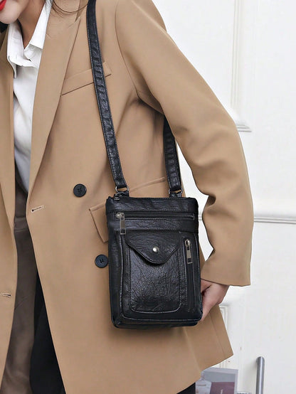 Minimalist Versatile Faux Leather Phone Bag, Fashionable Lightweight Shoulder Bag, Lightweight Fashion Mini Crossbody Bag