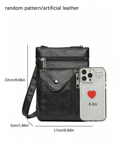 Minimalist Versatile Faux Leather Phone Bag, Fashionable Lightweight Shoulder Bag, Lightweight Fashion Mini Crossbody Bag