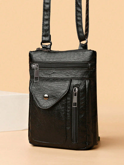 Minimalist Versatile Faux Leather Phone Bag, Fashionable Lightweight Shoulder Bag, Lightweight Fashion Mini Crossbody Bag