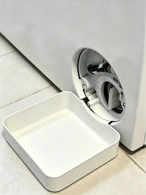 Minimalist White Washing Machine Drain Tray Set, Leak-Proof Overflow Protection Base, Smooth Surface Easy To Clean Household Laundry Accessory