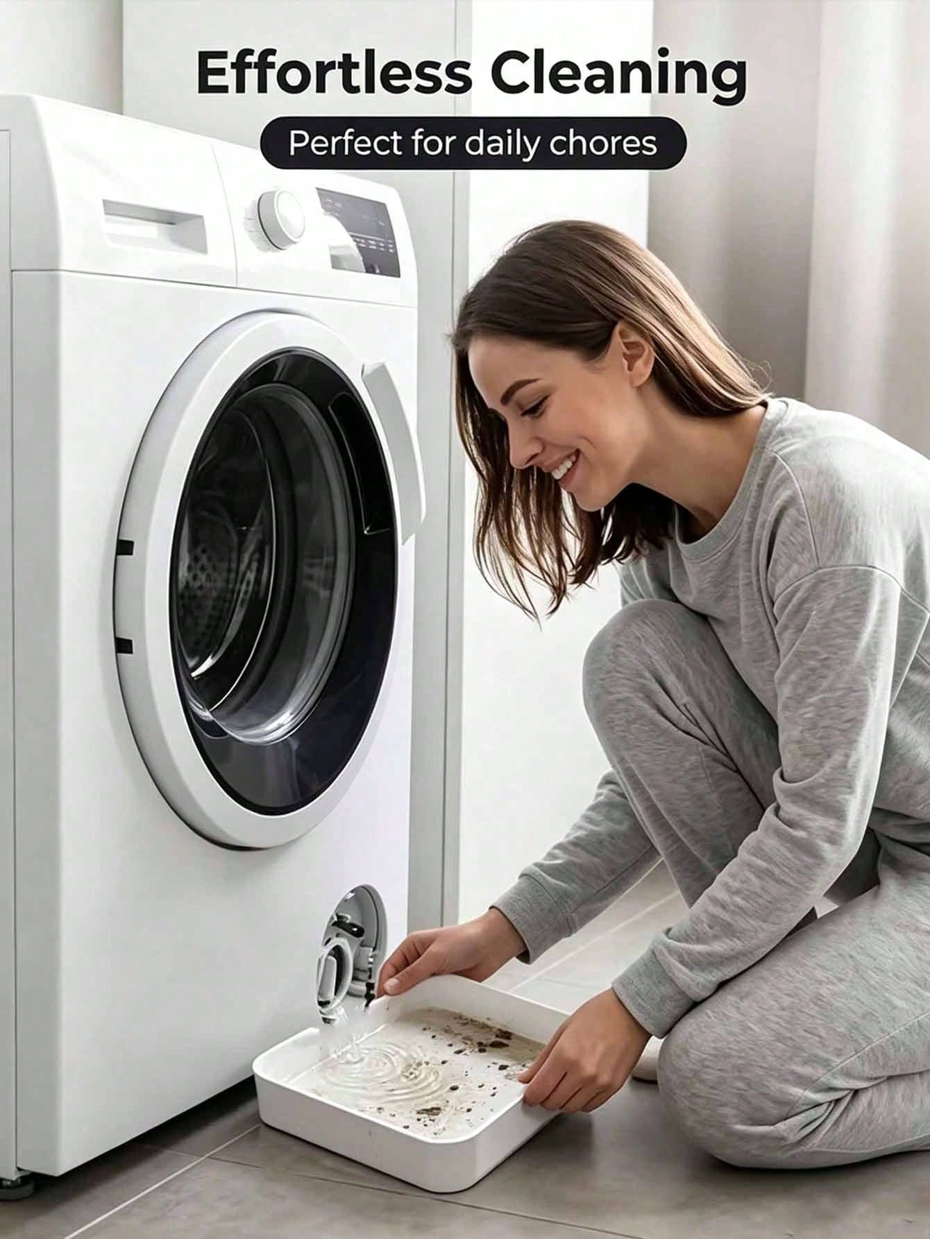 Minimalist White Washing Machine Drain Tray Set, Leak-Proof Overflow Protection Base, Smooth Surface Easy To Clean Household Laundry Accessory