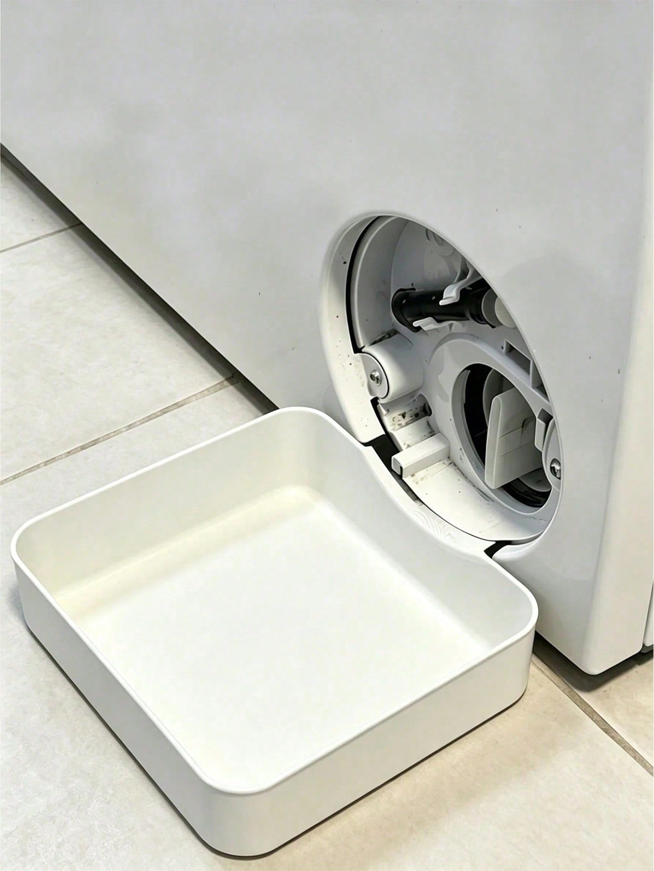 Minimalist White Washing Machine Drain Tray Set, Leak-Proof Overflow Protection Base, Smooth Surface Easy To Clean Household Laundry Accessory
