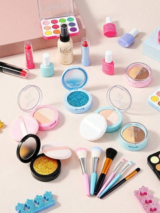 MINKOJA 3/10/12pcs Girls Pretend Makeup Toys Beauty Salon Set, Realistic Lipstick Eyeshadow Vanity Playset, Suitable For 4-8 Years Old Girl, Fashion Makeup Party Gift For Kids Christmas Birthday (No R