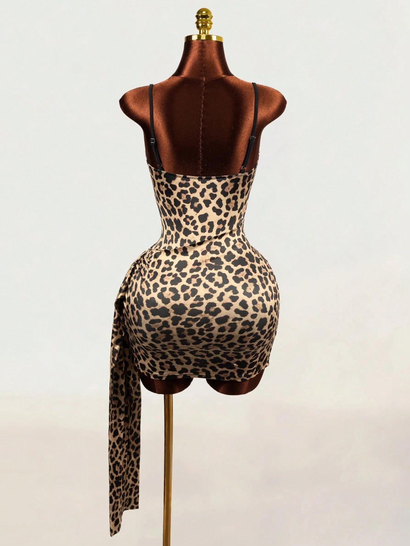 Mistrie Women's Leopard Print Sexy Spaghetti Strap Dress Night Out Black Summer