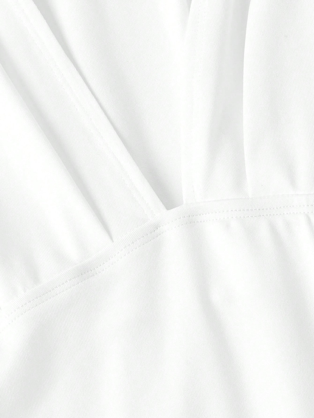 MOD Elegant Size White Summer Dress For Women Deep V Neck Cap Sleeve Ruched Waist A Line Midi Party Dress,,Party, Gathering, Vacation, Dress