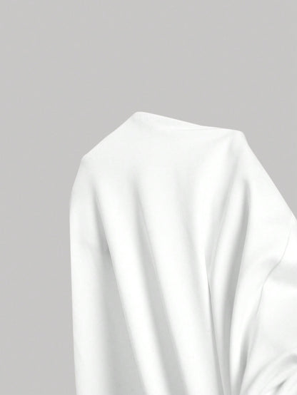 MOD Elegant Size White Summer Dress For Women Deep V Neck Cap Sleeve Ruched Waist A Line Midi Party Dress,,Party, Gathering, Vacation, Dress