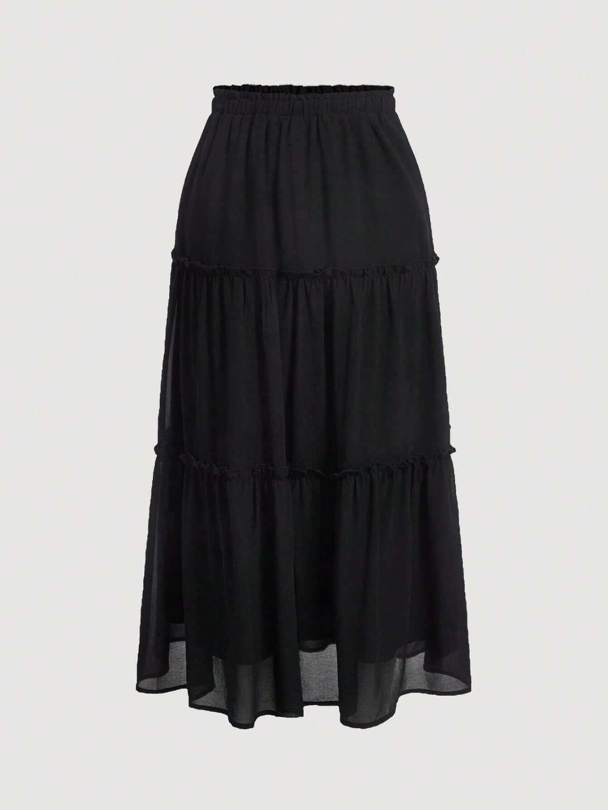 MOD Solid Frill Trim Ruffle Hem Skirt