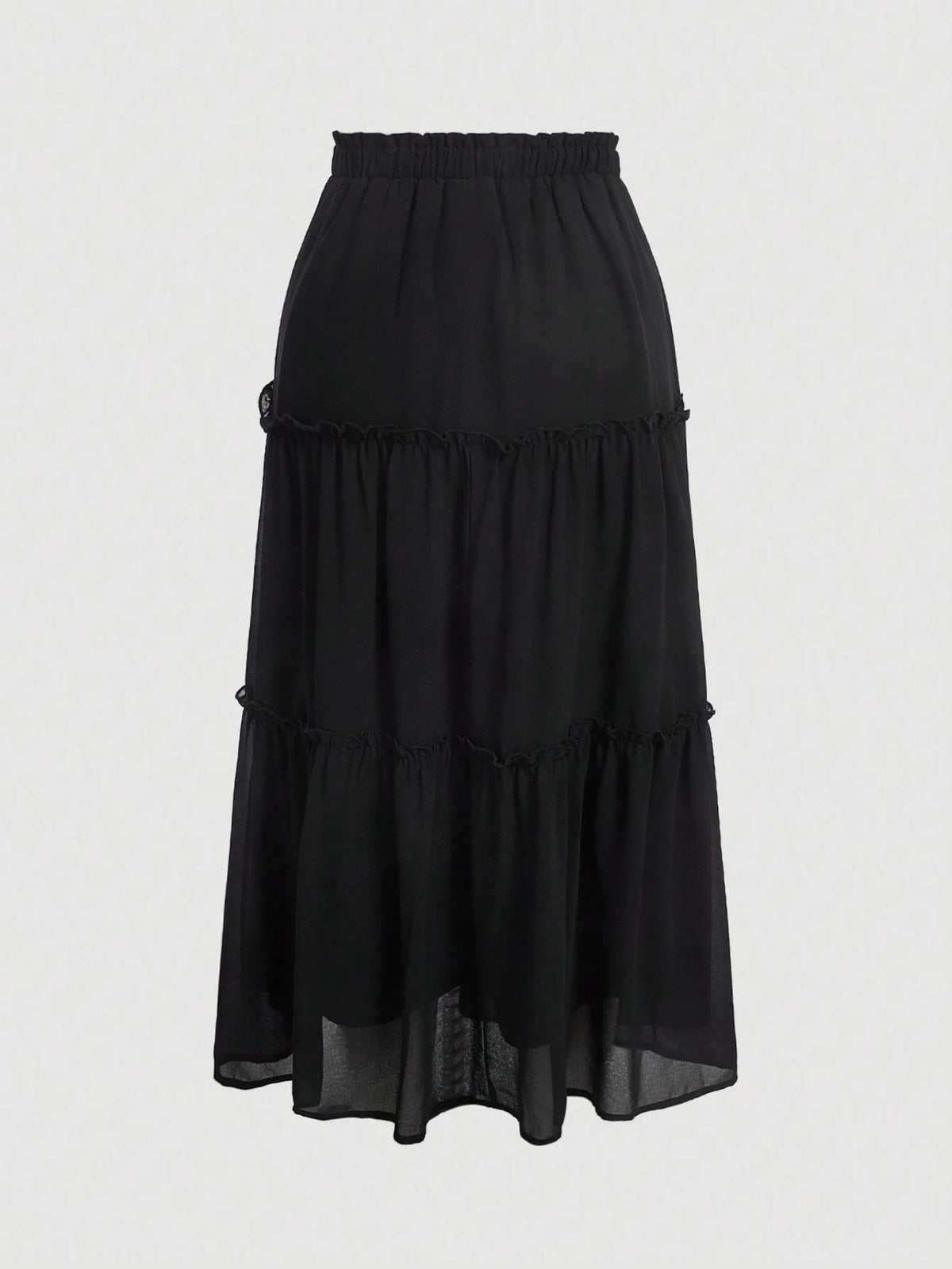 MOD Solid Frill Trim Ruffle Hem Skirt