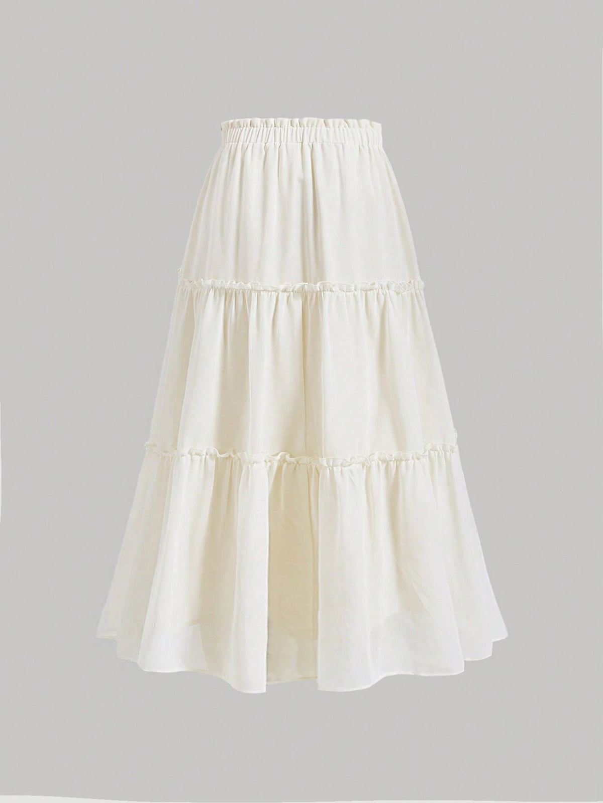 MOD Solid Frill Trim Ruffle Hem Skirt