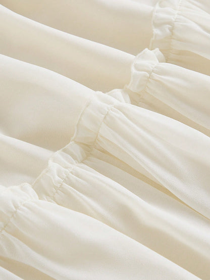MOD Solid Frill Trim Ruffle Hem Skirt