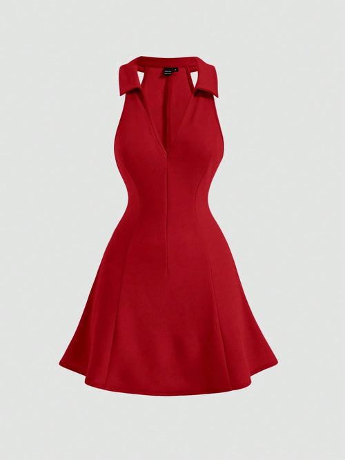MOD Solid Halter Neck Dress