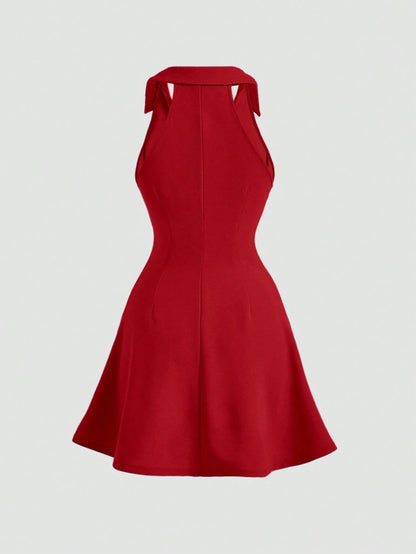 MOD Solid Halter Neck Dress