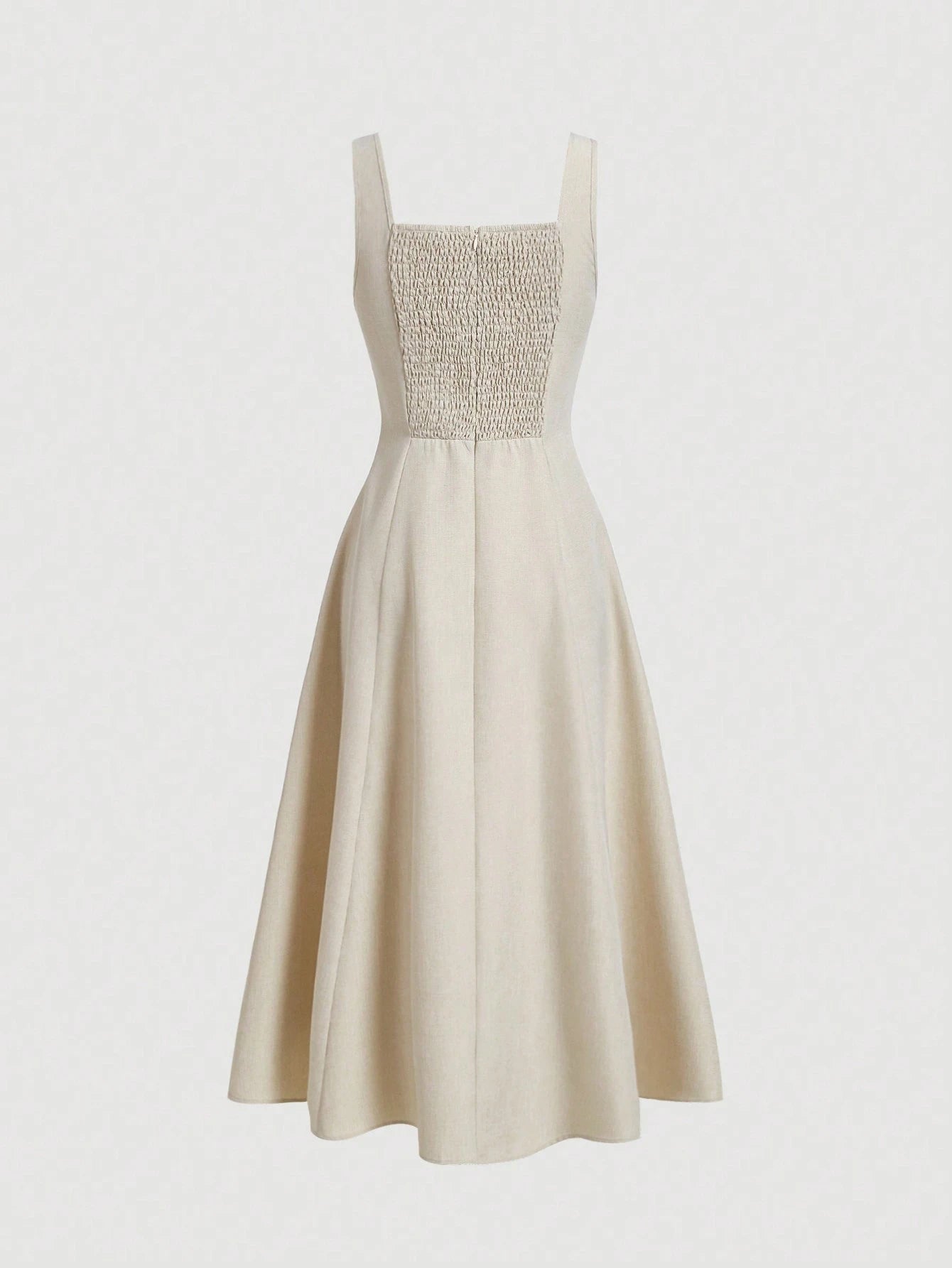MOD Women Casual Solid Color Sleeveless Waist Cinched Sundress For Summer,Business Casual Woman