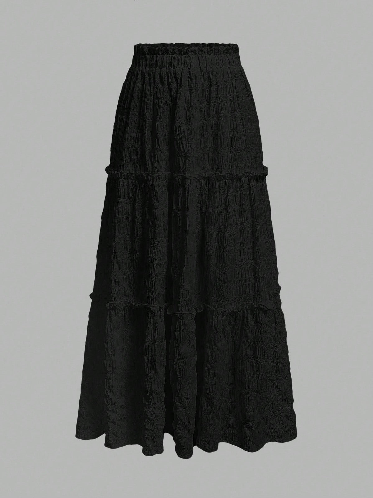 MOD Women's Solid Color Elastic Waist Frill Trim Casual Skirt