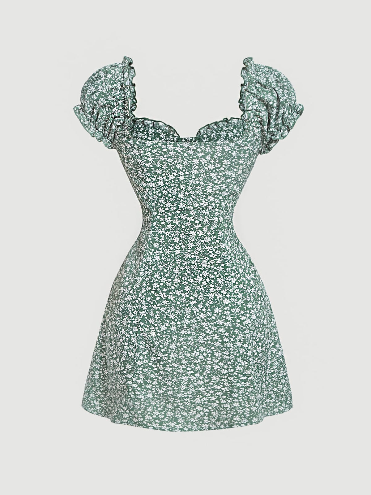 MOD Women Sweetheart Collar Sleeveless All-Over Ditsy Floral Dress