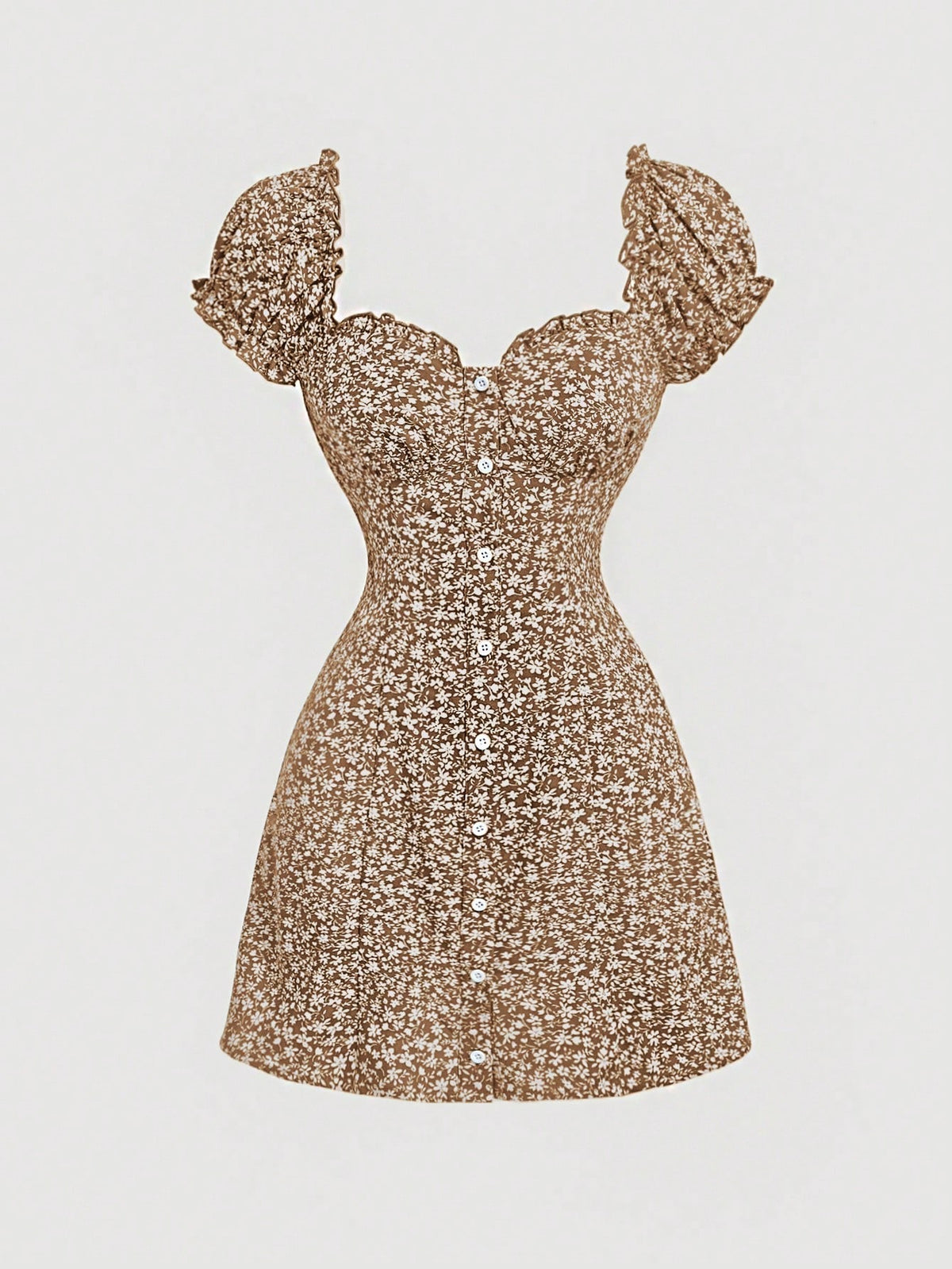 MOD Women Sweetheart Collar Sleeveless All-Over Ditsy Floral Dress