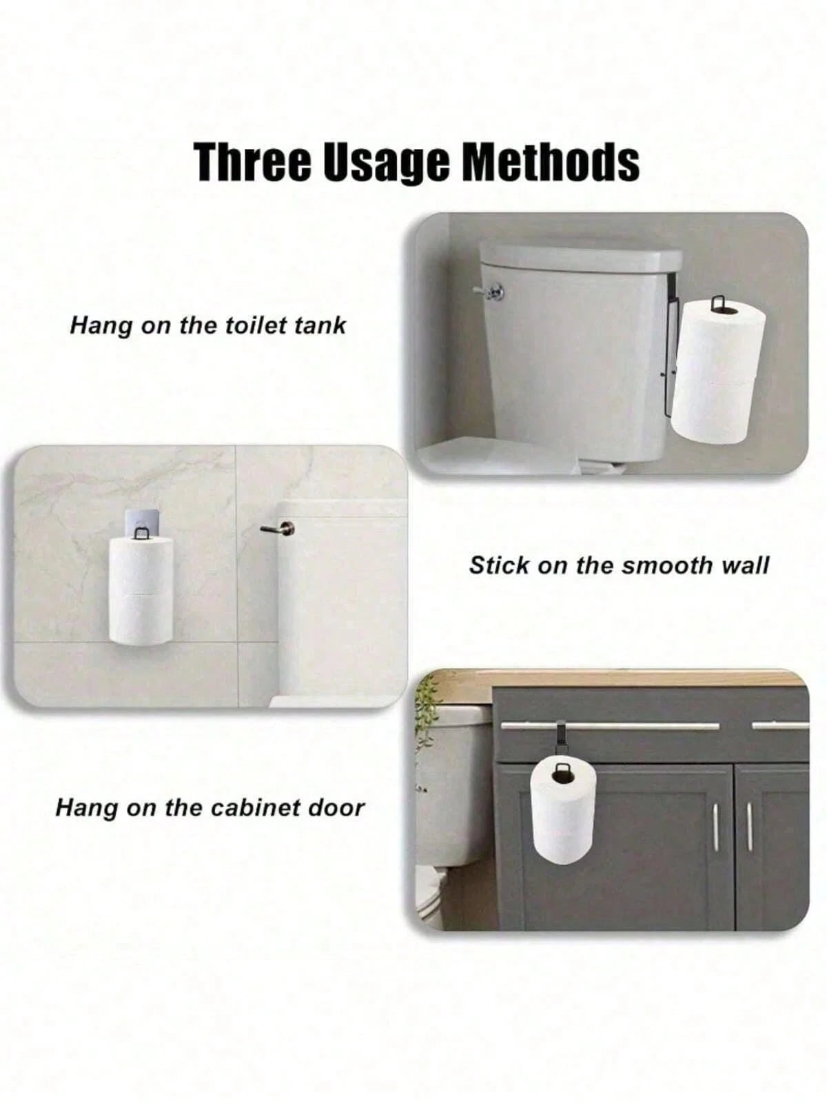 Modern Style Toilet Paper Holder- Durable Metal Hanging Toilet Paper Storage Rack- 3 Roll Capacity Bathroom Storage Shelf- Simple No-Installation Toilet Paper Holder