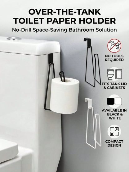 Modern Style Toilet Paper Holder- Durable Metal Hanging Toilet Paper Storage Rack- 3 Roll Capacity Bathroom Storage Shelf- Simple No-Installation Toilet Paper Holder