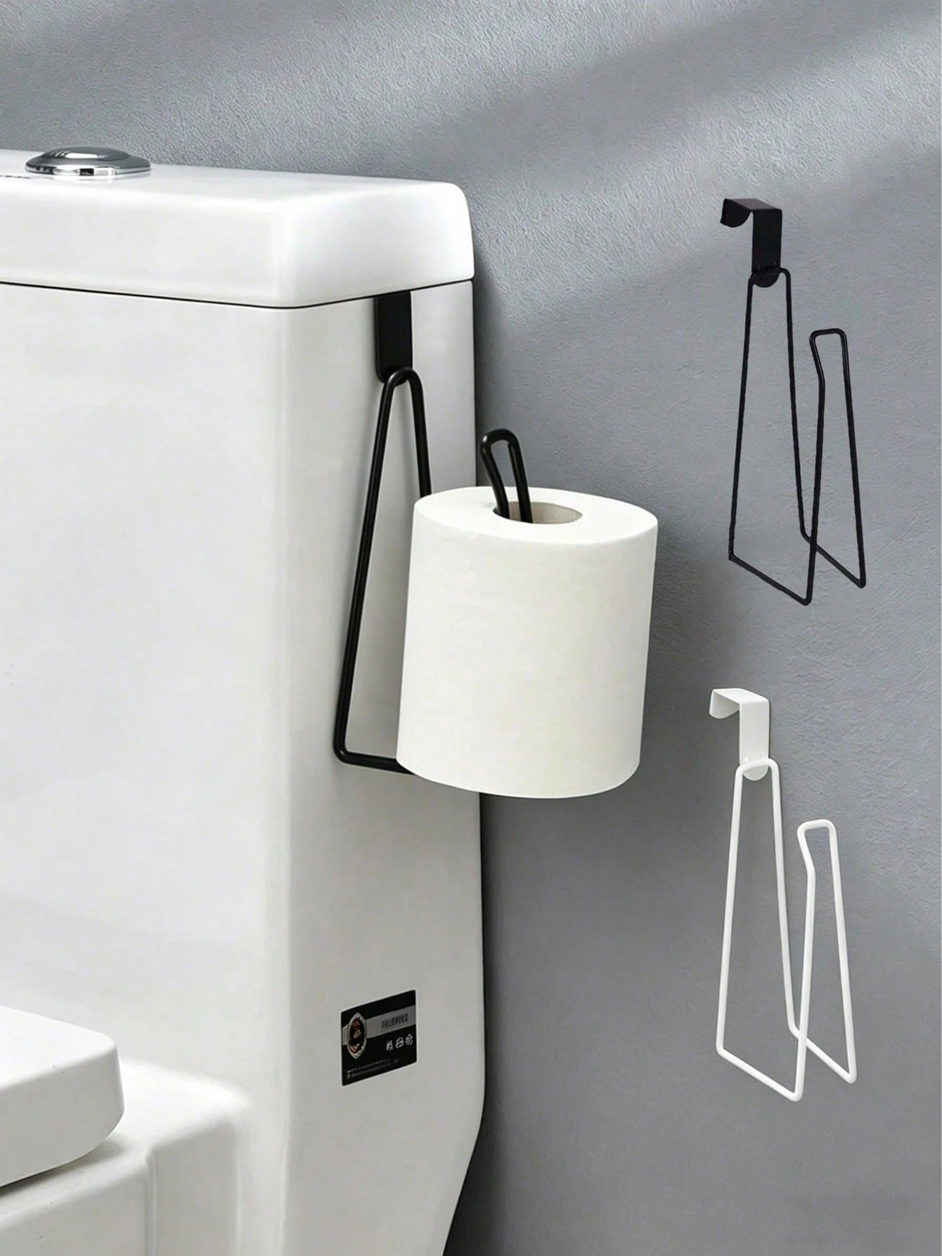 Modern Style Toilet Paper Holder- Durable Metal Hanging Toilet Paper Storage Rack- 3 Roll Capacity Bathroom Storage Shelf- Simple No-Installation Toilet Paper Holder