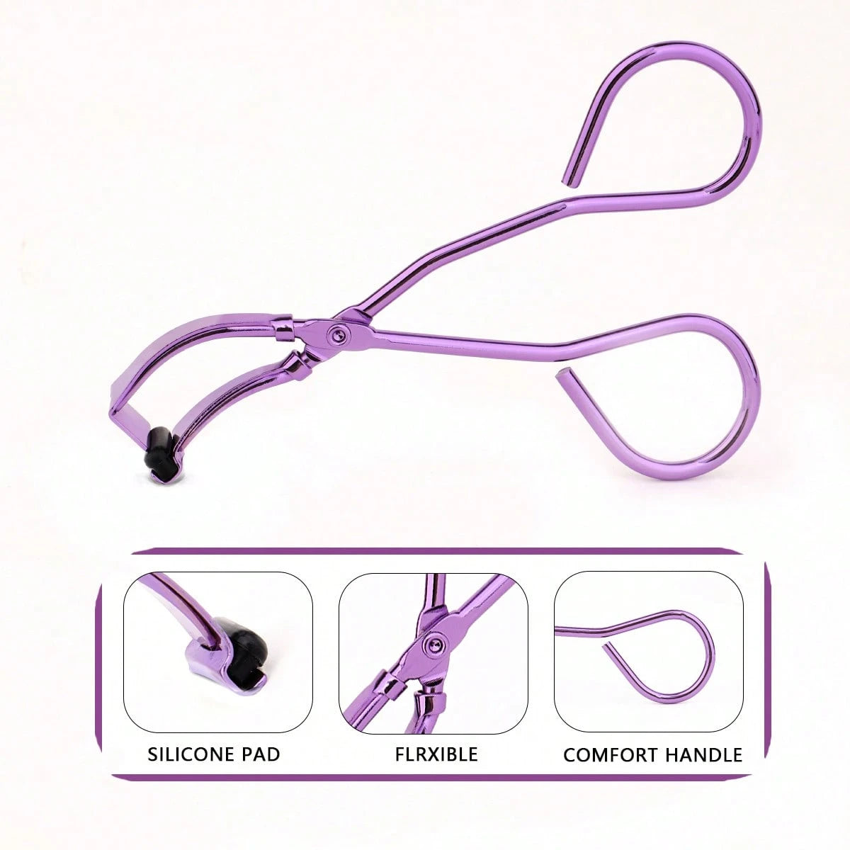 MONKIDS 1pc Mini Detailed Eyelash Curler, Curls Lower Lashes At Outer Corner, Segmented Frameless Curling Assistant, Small Purple Eyelash Curler, Fits Eye Shape Naturally, Compact & Portable Shaping T