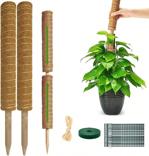 Monstera Plant Support Moss Pole: 2 Pack 16 Inch Stackable Coco Coir Moss Totem Stake Tall Stand Grow Stick Plants Rod Moss Holder For House Live Plant,Indoor Climbing Potted,Vine,Pothos,Philodendron