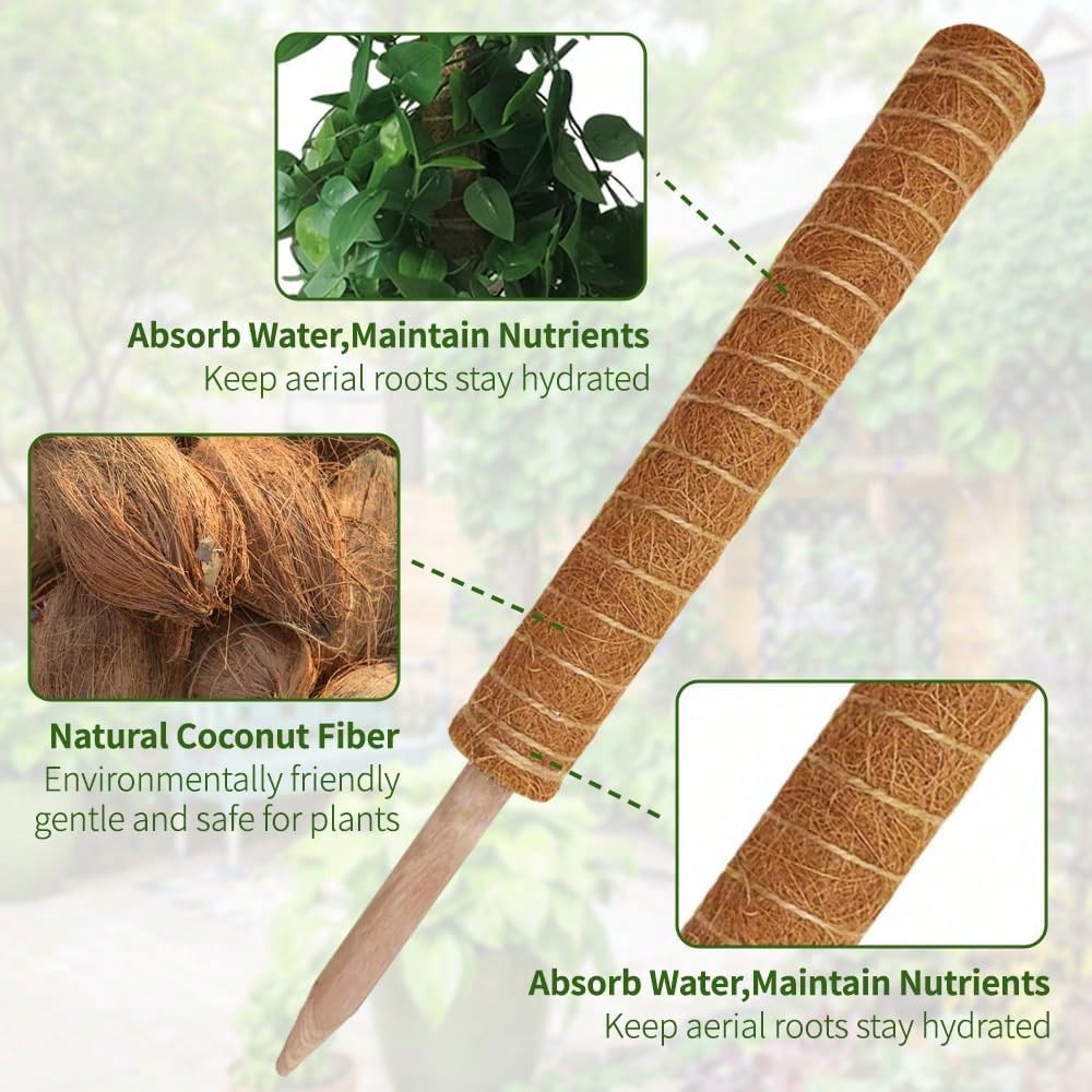 Monstera Plant Support Moss Pole: 2 Pack 16 Inch Stackable Coco Coir Moss Totem Stake Tall Stand Grow Stick Plants Rod Moss Holder For House Live Plant,Indoor Climbing Potted,Vine,Pothos,Philodendron