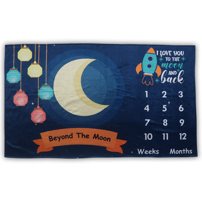 Moon N Back- Milestone Blanket Quilt with 6 Milestone Cards and Markers