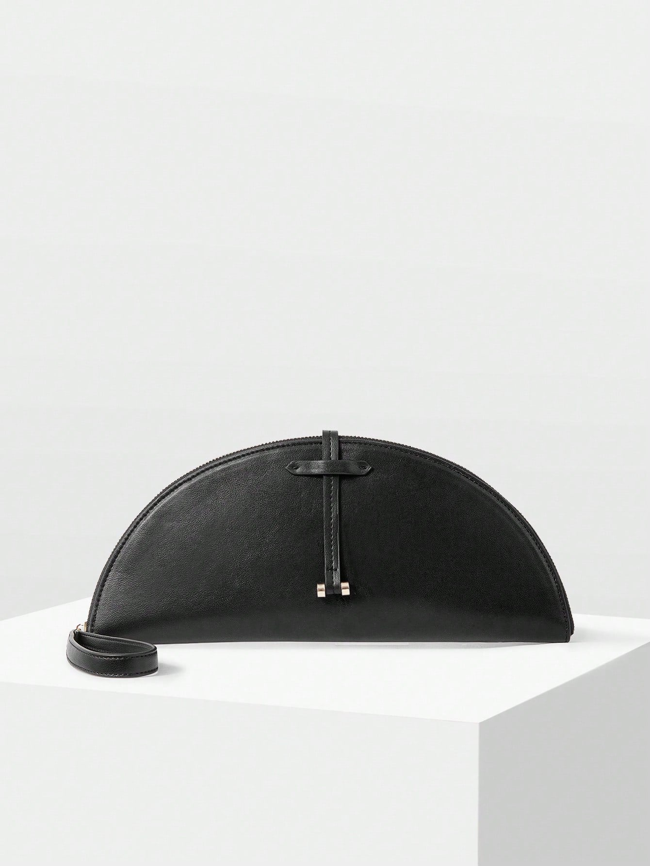 MOTF WOMEN'S FASHION HALF-MOON CLUTCH, CLASSIC BLACK, MINIMALIST HANDBAG FOR DAILY, COMMUTING, BANQUETS, DRESS MATCHING