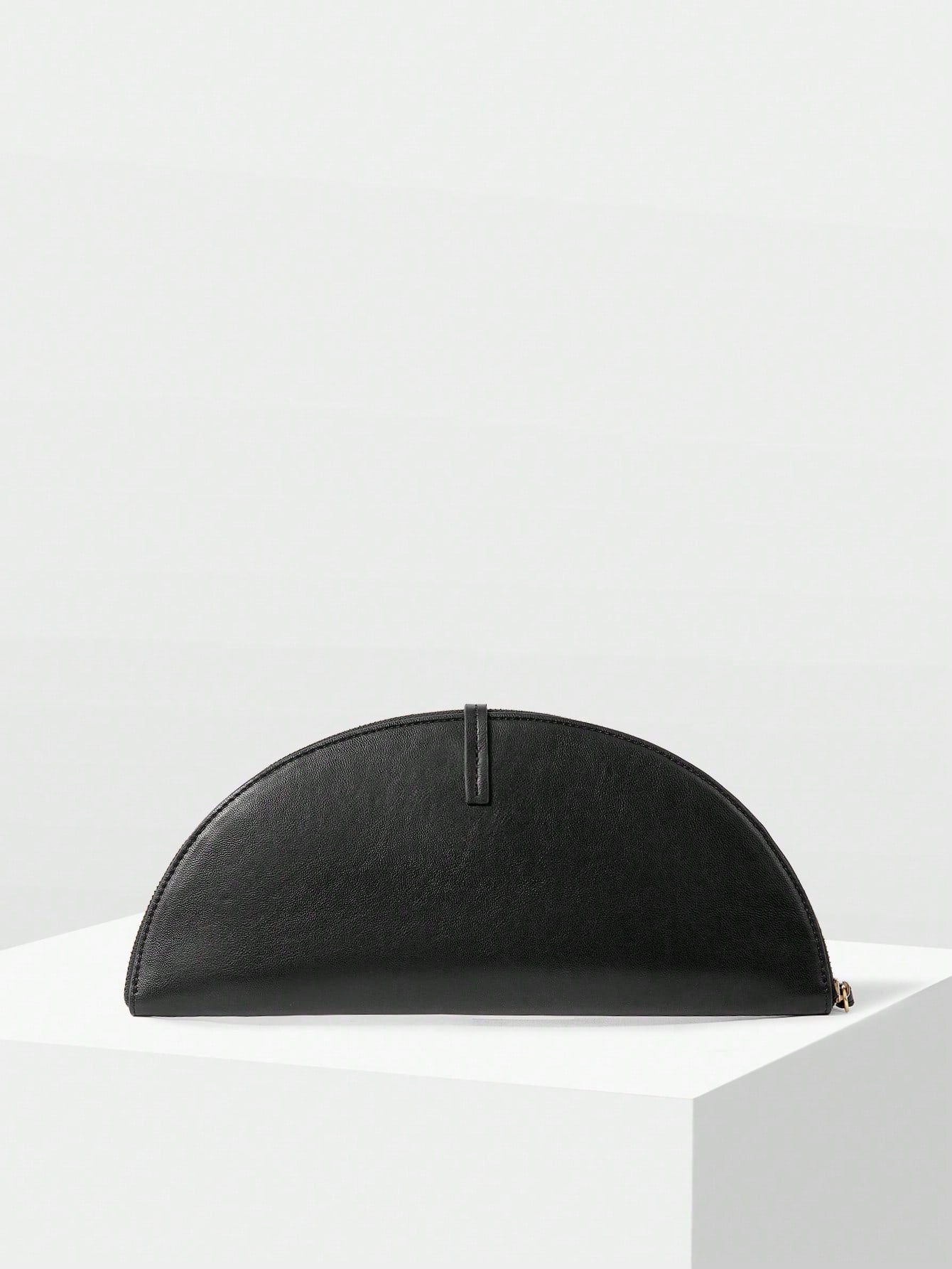 MOTF WOMEN'S FASHION HALF-MOON CLUTCH, CLASSIC BLACK, MINIMALIST HANDBAG FOR DAILY, COMMUTING, BANQUETS, DRESS MATCHING