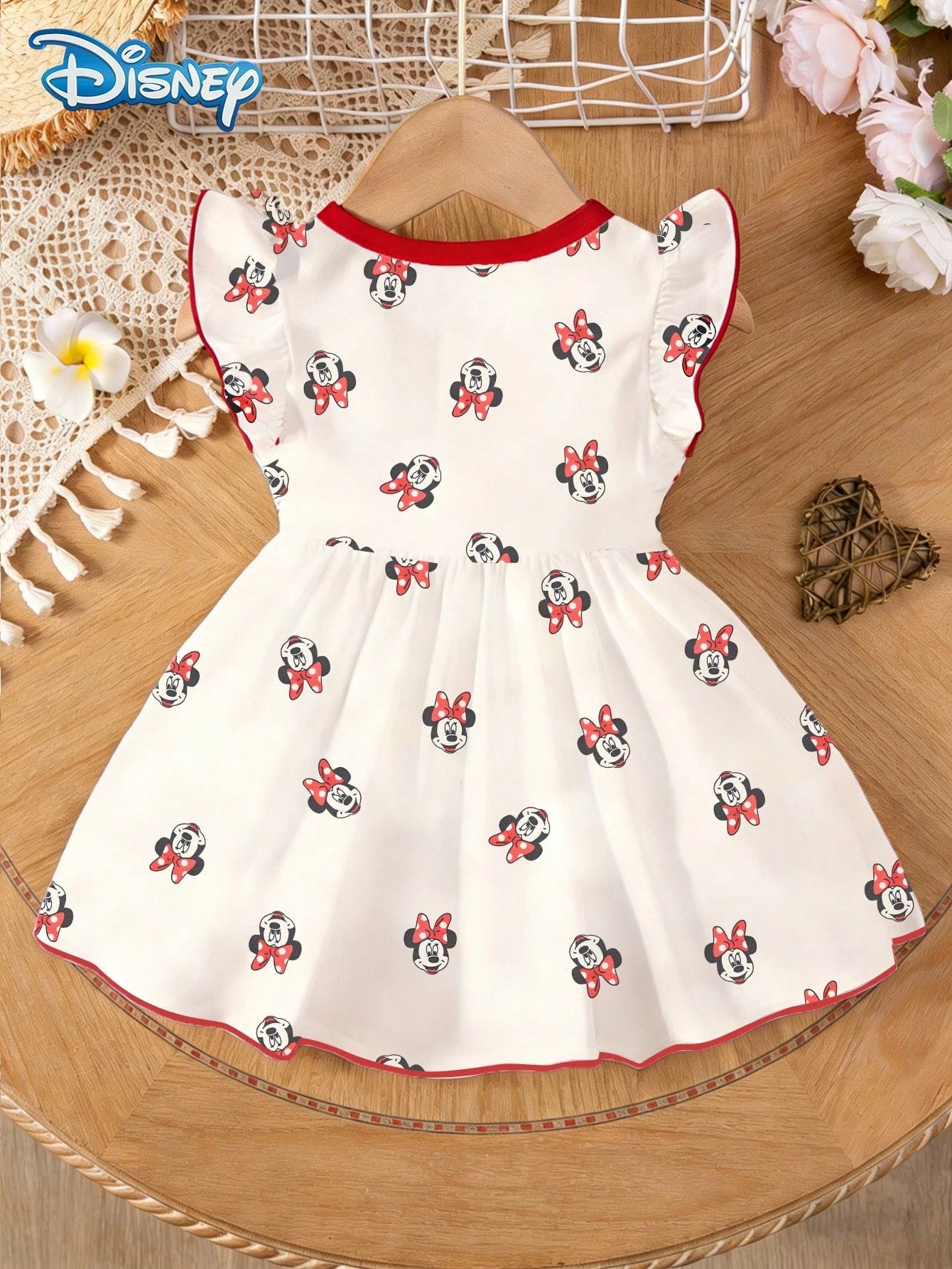 Mother-Daughter Matching Girls Dress, Summer Baby Girls Clothes, Disney Sweet Princess Style, A-Line Cap Sleeve Minnie Mouse Graphic Dress, Casual Daily, Travel, Vacation, Party, Gathering Outfit, Sui