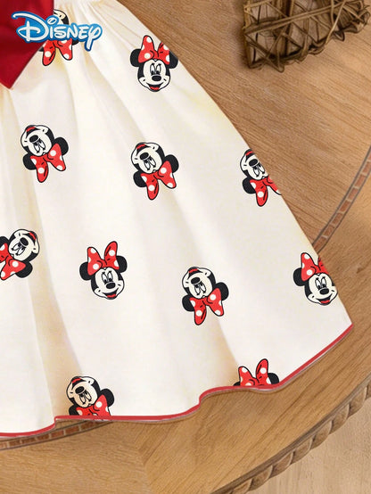 Mother-Daughter Matching Girls Dress, Summer Baby Girls Clothes, Disney Sweet Princess Style, A-Line Cap Sleeve Minnie Mouse Graphic Dress, Casual Daily, Travel, Vacation, Party, Gathering Outfit, Sui