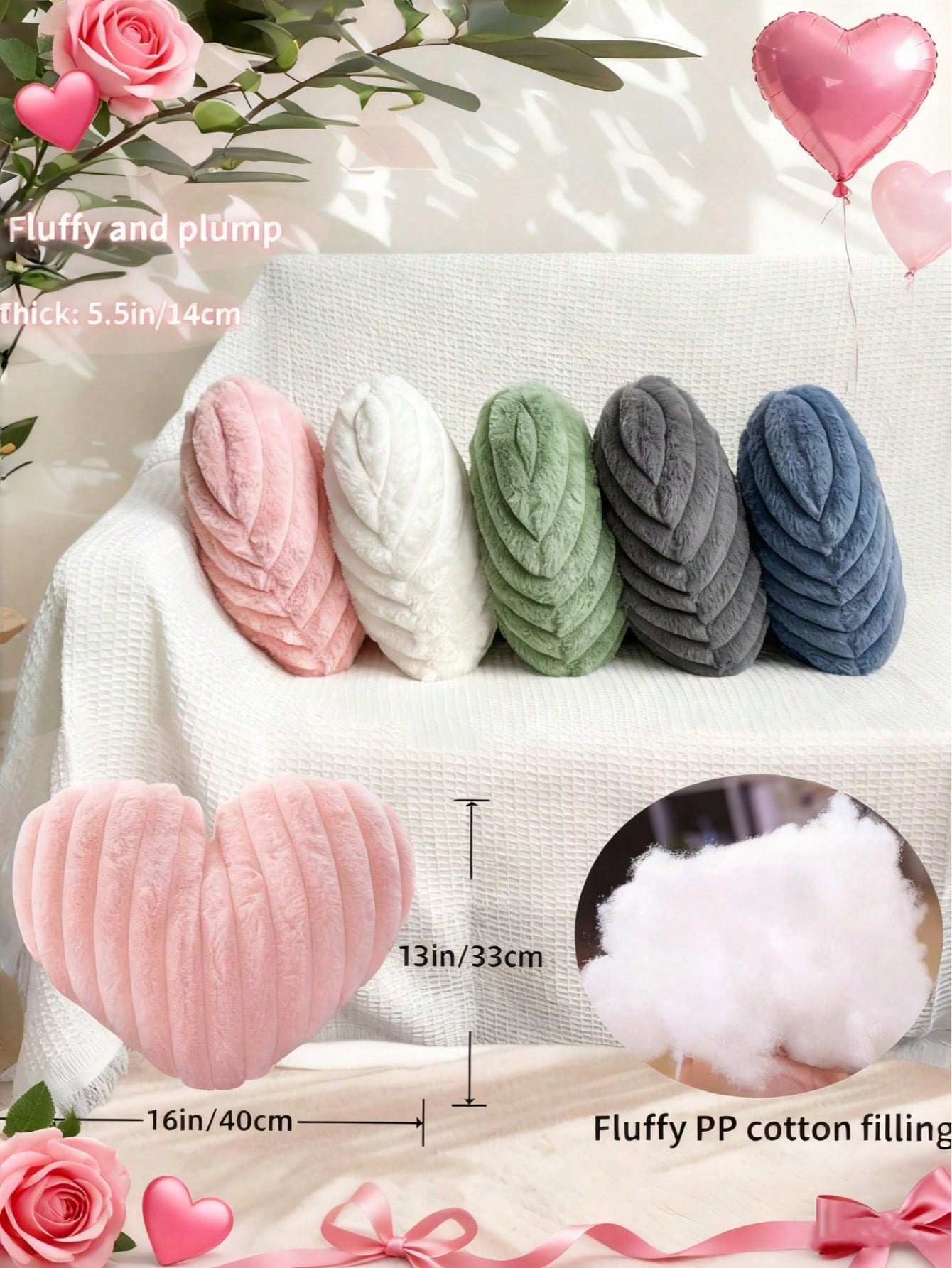 Mother's Day Heart-Shaped Decorative Throw Pillow: Soft And Fluffy Faux Fur, Ideal For Sofa, Chair And Bedding. Adds Charm To Bedroom Decor, A Perfect Gift For Mom. Also An Ideal Choice For Bedroom Pa