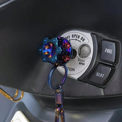 Motorcycle Titanium Alloy Key Head Cover- Blue Black Design, Off-Road Bicycle Accessories, Motorcycle Scooter And Electric Vehicle Modification Accessories Personalized Key Cover Universal Model, Eas