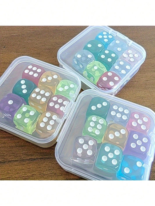 Multi-Color Dice Set- Various Transparent Storage Boxes, Perfect Choice For Math Games, Gamers And Educational Activities Portable, Easy To Organize