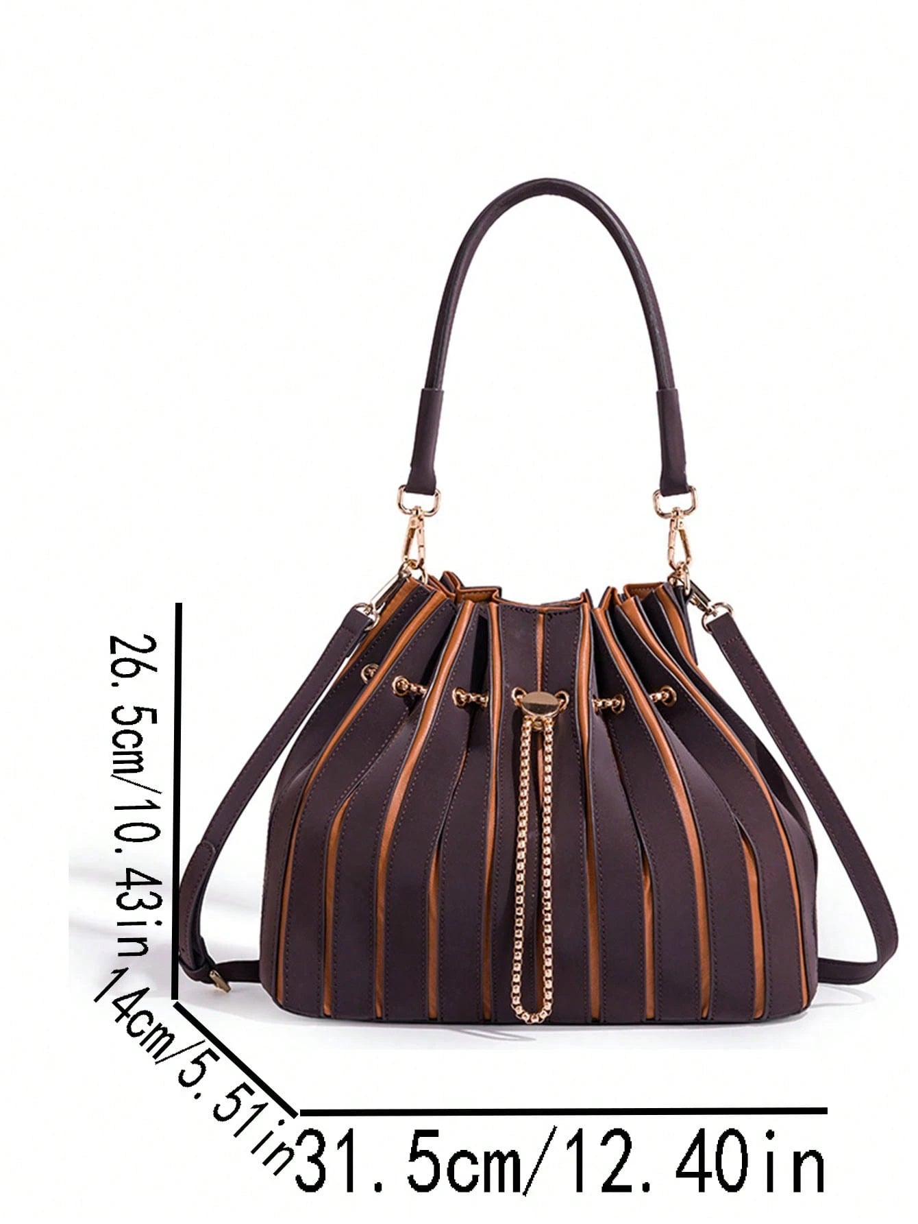 Multi-Color Metallic Matte PU Ruched Handbag With Gold Chain. All-Season Elegant Daily Handbag, Suitable For Work Commute, City Shopping And Casual Outings. Suitable For Mature Women, Fashion Enthusia