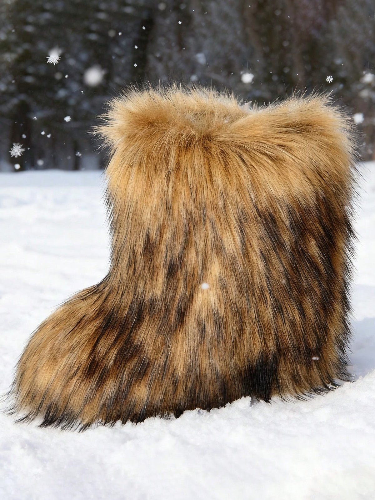 Multi Colored Faux Fur Snow Boots, Christmas And Halloween Role-Playing, Holiday Gifts, Fluffy Winter Party Y2k Warm Women's Boots, Outdoor Boots
