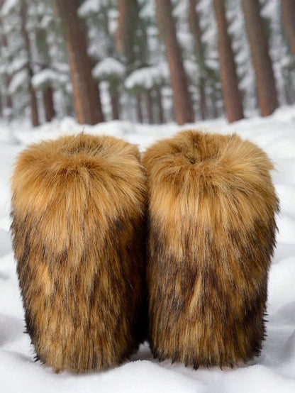 Multi Colored Faux Fur Snow Boots, Christmas And Halloween Role-Playing, Holiday Gifts, Fluffy Winter Party Y2k Warm Women's Boots, Outdoor Boots