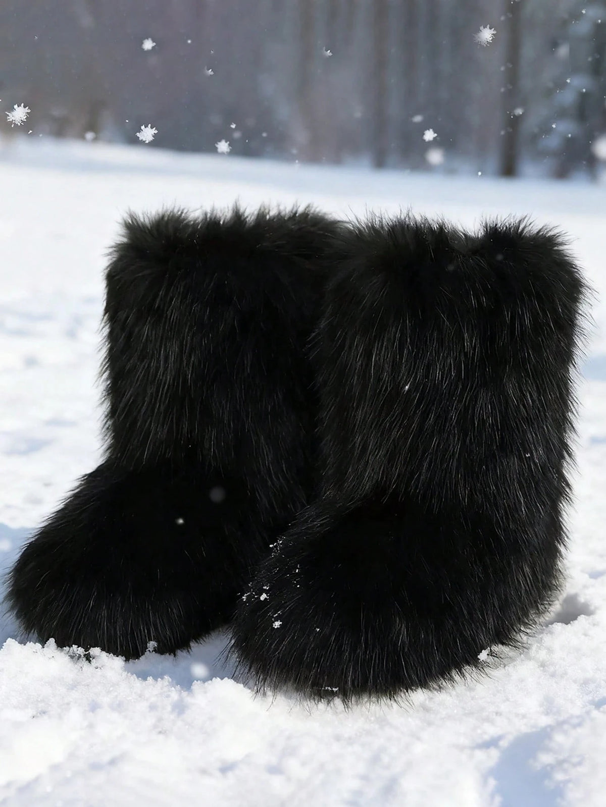 Multi Colored Faux Fur Snow Boots, Christmas And Halloween Role-Playing, Holiday Gifts, Fluffy Winter Party Y2k Warm Women's Boots, Outdoor Boots