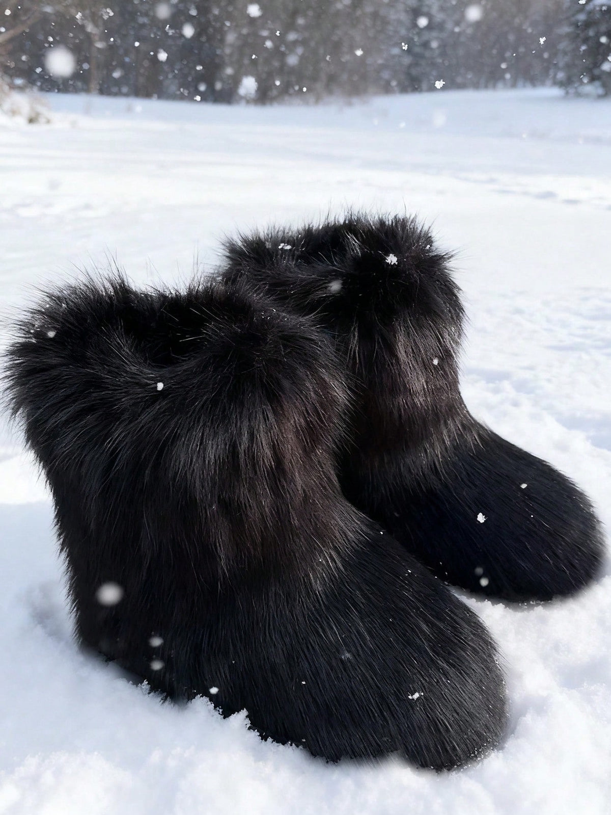 Multi Colored Faux Fur Snow Boots, Christmas And Halloween Role-Playing, Holiday Gifts, Fluffy Winter Party Y2k Warm Women's Boots, Outdoor Boots