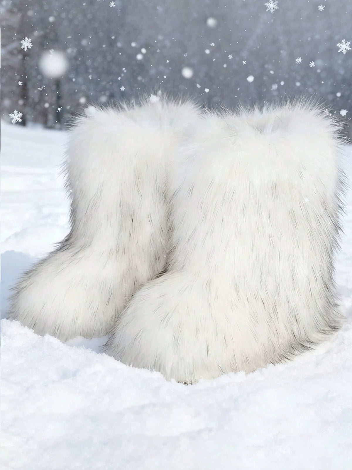 Multi Colored Faux Fur Snow Boots, Christmas And Halloween Role-Playing, Holiday Gifts, Fluffy Winter Party Y2k Warm Women's Boots, Outdoor Boots