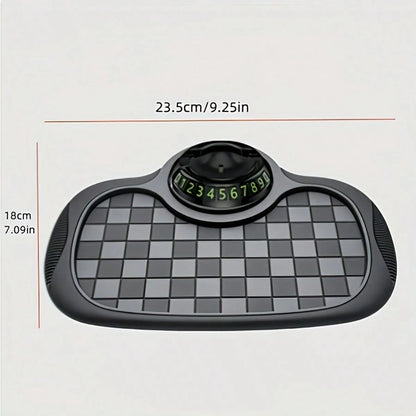 Multifunction Car Anti Slip Mat,Multi-Functional Support Anti-Slip Pad,360° Rotatable Phone Holder Car Dashboard Mat With Temporary Parking Number Plate PVC Grid Style Mat,Car Buddy Dashboard