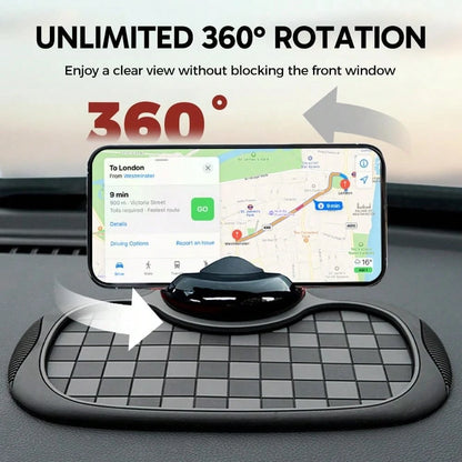 Multifunction Car Anti Slip Mat,Multi-Functional Support Anti-Slip Pad,360° Rotatable Phone Holder Car Dashboard Mat With Temporary Parking Number Plate PVC Grid Style Mat,Car Buddy Dashboard