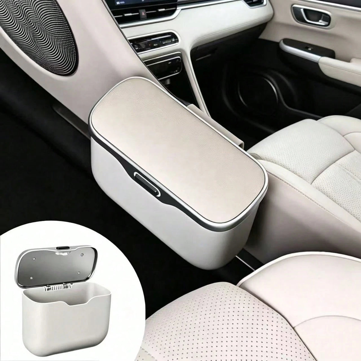 Multifunctional Car Trash Can, Ultra-Fine Fiber Leather, ABS Material, Non-Deforming, Suitable For 99% Of Car Models, Dry And Wet Use, Space-Saving, Non-Destructive Installation, Automatic Storage, Tr