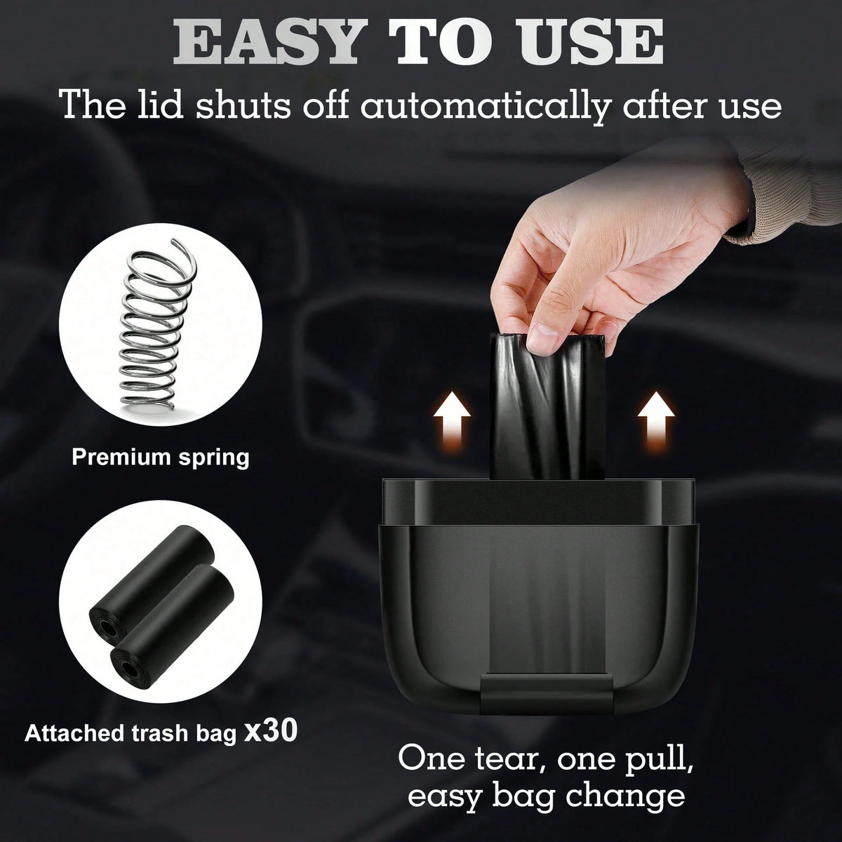 Multifunctional Car Trash Can, Ultra-Fine Fiber Leather, ABS Material, Non-Deforming, Suitable For 99% Of Car Models, Dry And Wet Use, Space-Saving, Non-Destructive Installation, Automatic Storage, Tr