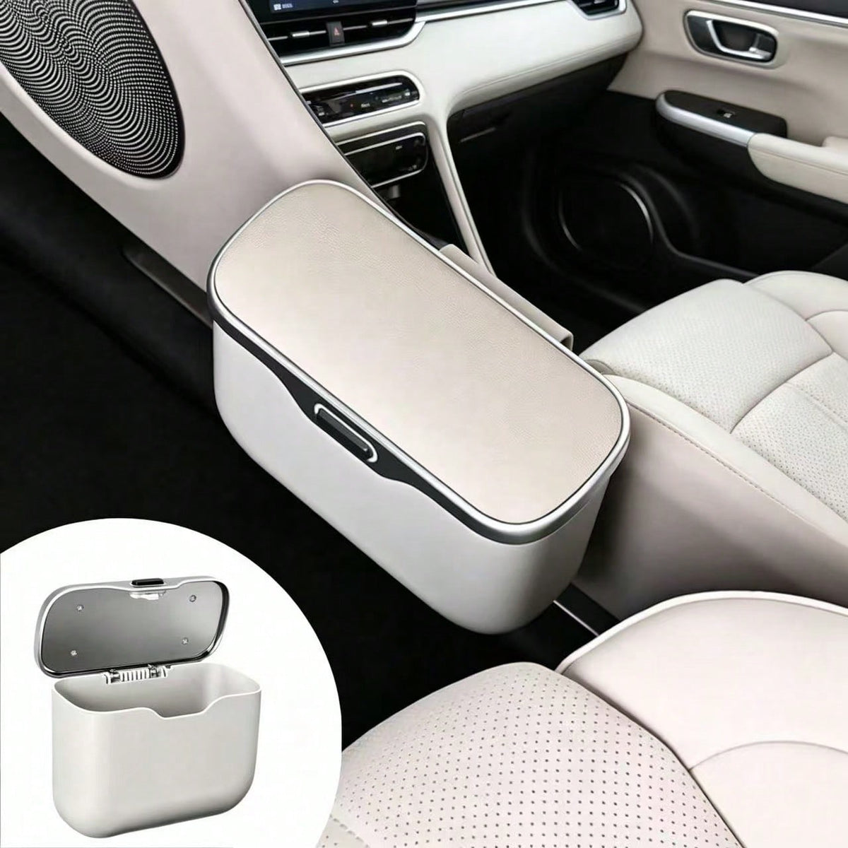 Multifunctional Car Trash Can, Ultra-Fine Fiber Leather, ABS Material, Non-Deforming, Suitable For 99% Of Car Models, Dry And Wet Use, Space-Saving, Non-Destructive Installation, Automatic Storage, Tr