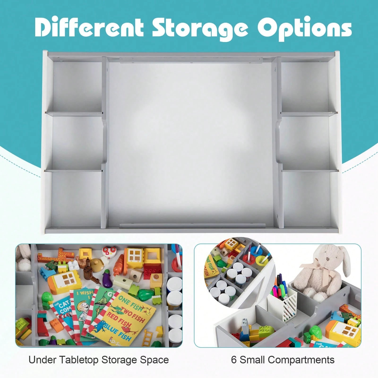 Multifunctional Kids Table & 2 Chairs Set With Removable Double-Sized Tabletop